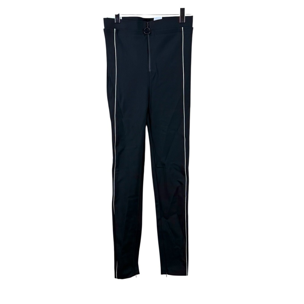 ZARA Size S Women's Black Stretch Tech Leggings Pull‎ On Leg Zip Stylish NWT